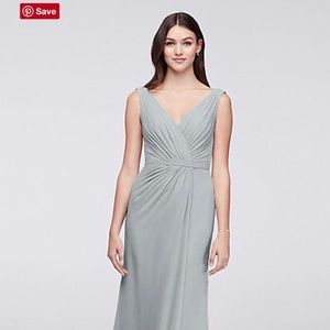 David’s Bridal Faux-Wrap Pleated Chiffon Dress